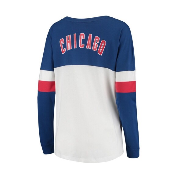 Chicago Cubs Shirt Blue White  lace up Long Sleeve New Era Size Large Womens - Picture 2 of 13